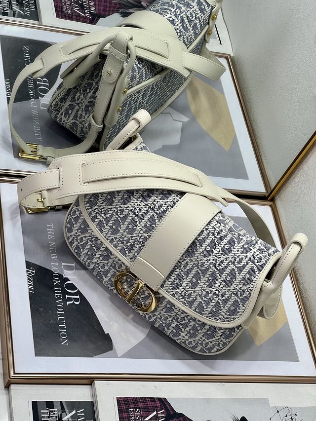 Dior original cotton 30 montaigne flap bag M9205 blue