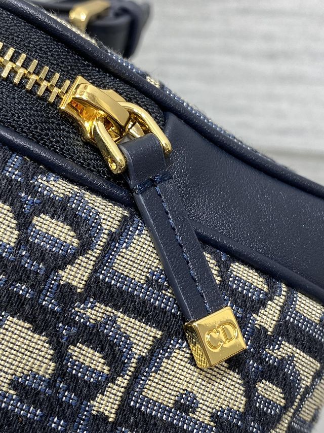 Dior original cotton east-west bowling bag S2862 dark blue