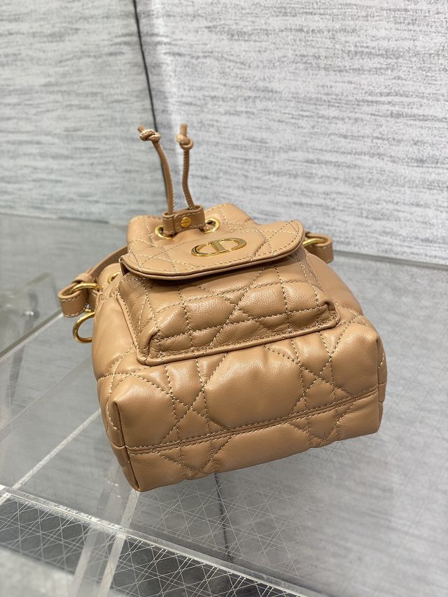 Dior original lambskin mini caro bucket bag M3369 brown