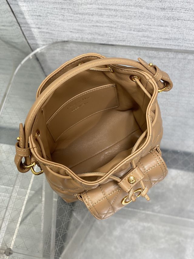Dior original lambskin mini caro bucket bag M3369 brown