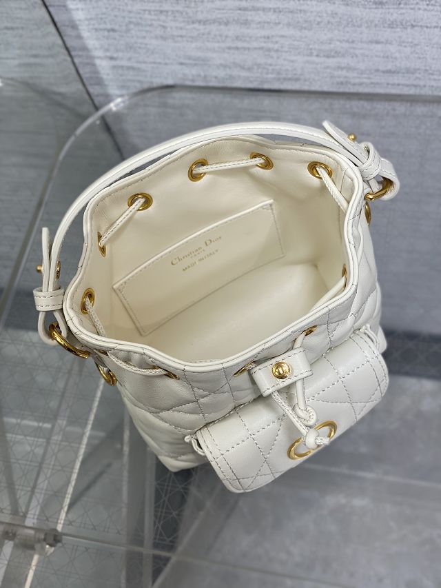 Dior original lambskin mini caro bucket bag M3369 white