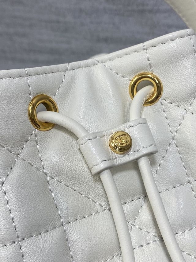 Dior original lambskin small caro bucket bag M3372 white