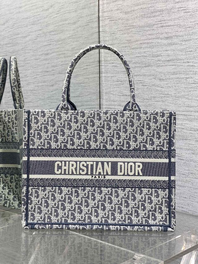 Dior original cotton medium book tote bag M1296 blue