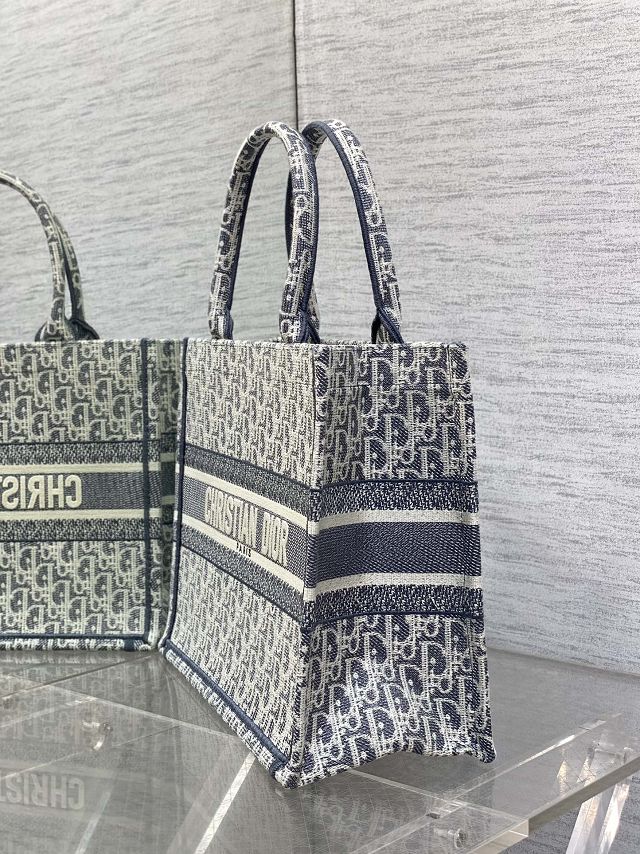 Dior original cotton medium book tote bag M1296 blue