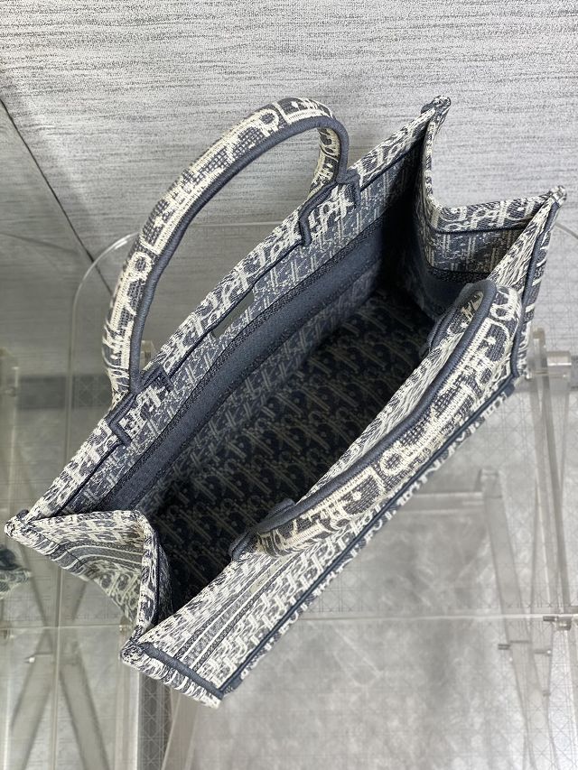 Dior original cotton medium book tote bag M1296 blue