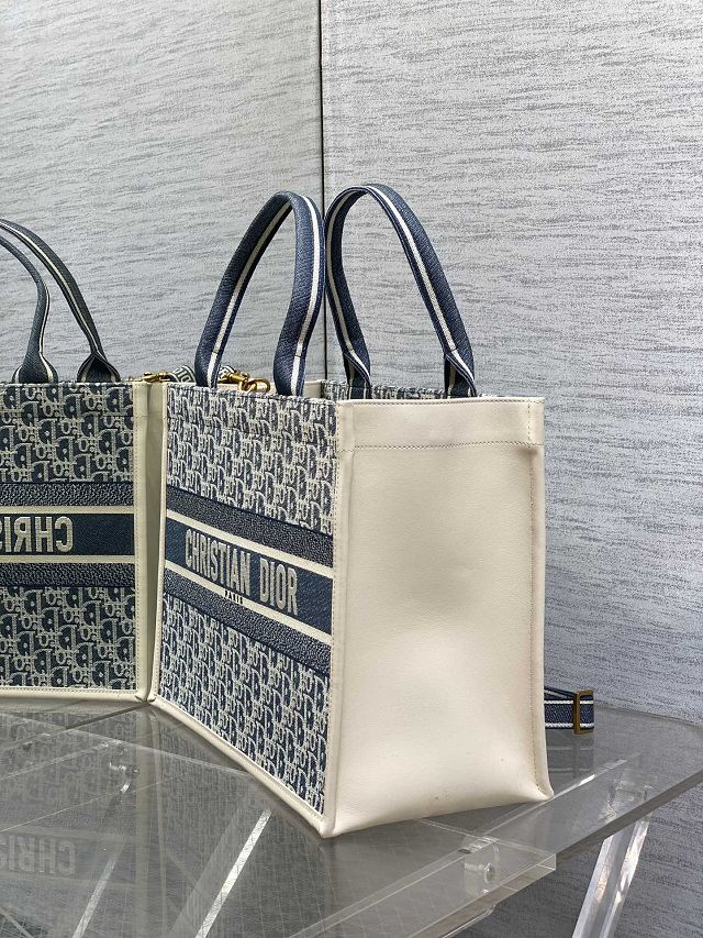 Dior original cotton medium book tote bag M1324 blue