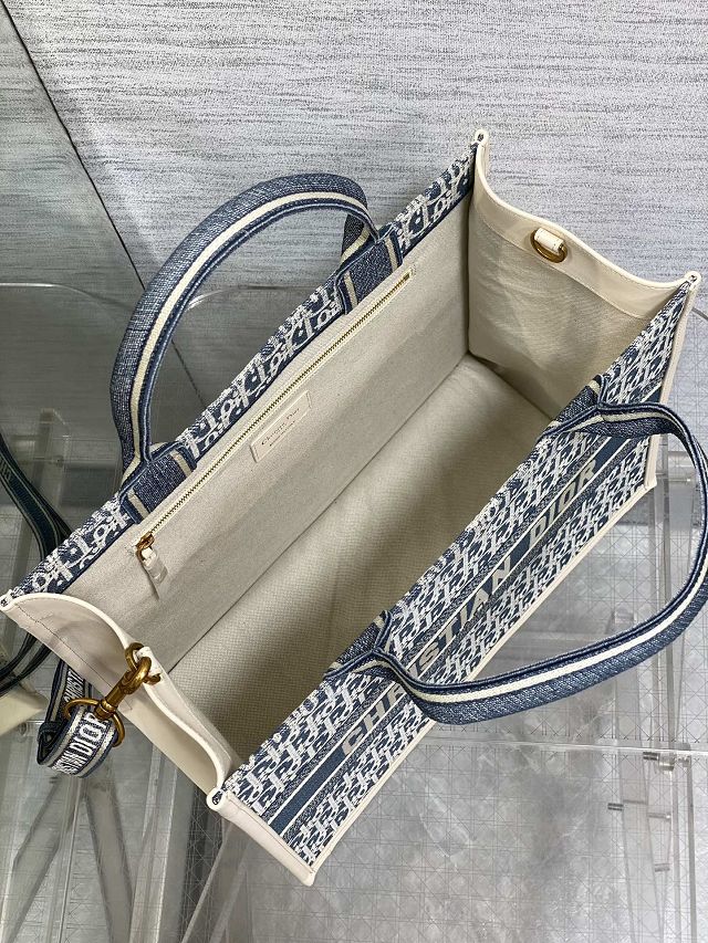 Dior original cotton medium book tote bag M1324 blue