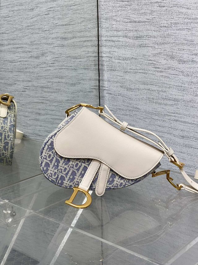 Dior original cotton mini saddle bag M0456 blue