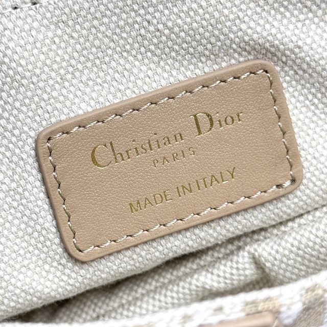 Dior original cotton mini saddle bag M0456 natural
