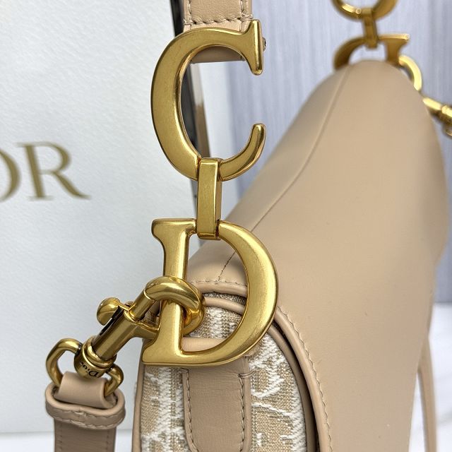 Dior original cotton saddle bag M0455 natural