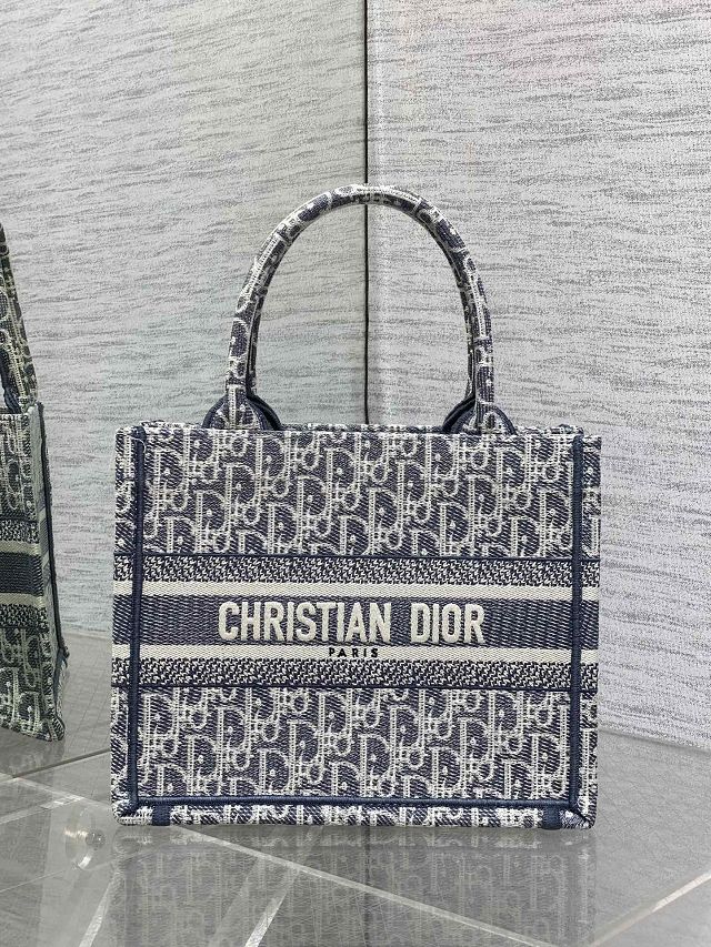 Dior original cotton small book tote bag M1265 blue