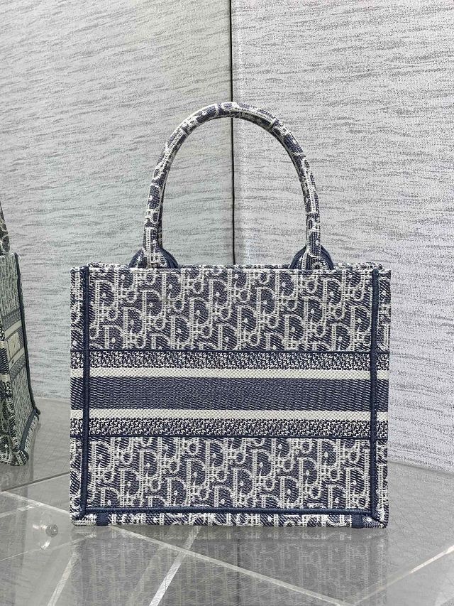 Dior original cotton small book tote bag M1265 blue