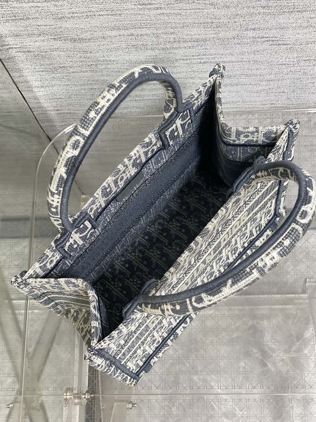 Dior original cotton small book tote bag M1265 blue