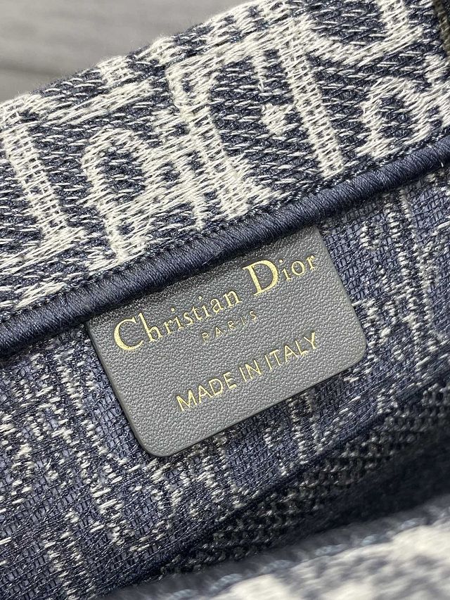 Dior original cotton small book tote bag M1265 blue