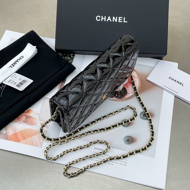CC original patent calfskin wallet on chain AP0250 black