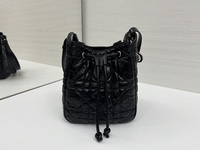 Dior original crinkled lambskin small D-motion bag M2851 black