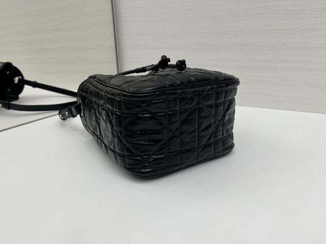 Dior original crinkled lambskin small D-motion bag M2851 black