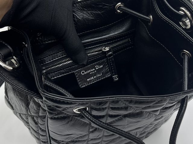 Dior original crinkled lambskin small D-motion bag M2851 black