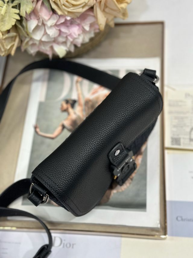 Dior original cotton mini saddle messenger bag DCA435 black