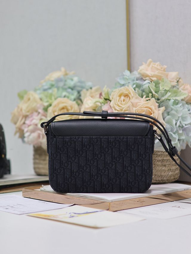 Dior original cotton small saddle messenger bag DPO049 black