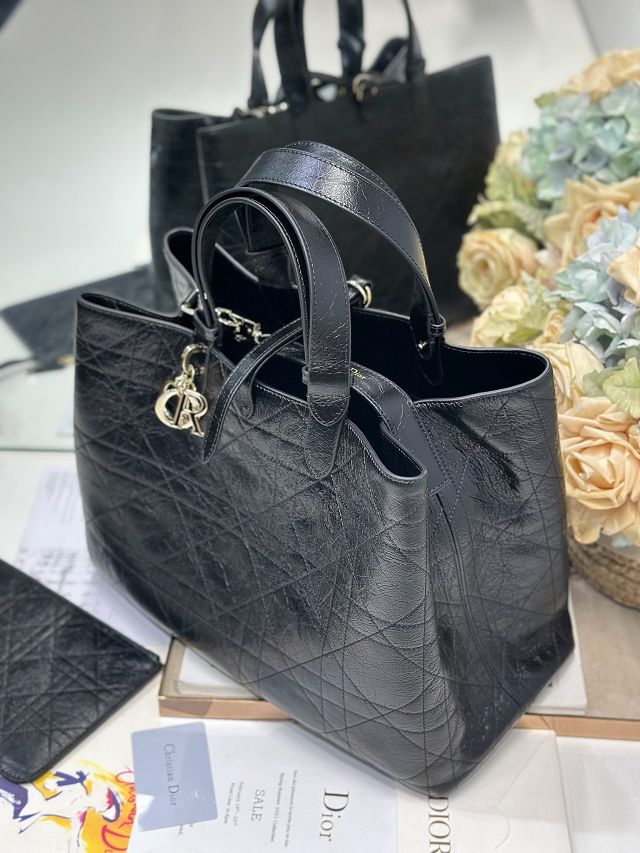 Dior original crinkled calfskin large toujours bag M2833 black