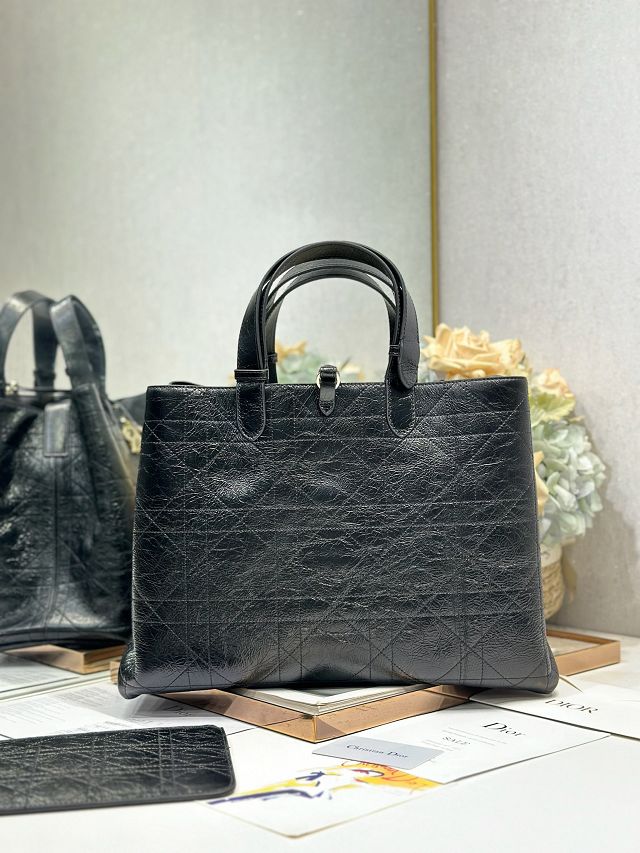 Dior original crinkled calfskin large toujours bag M2833 black