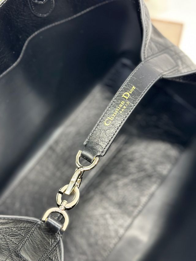 Dior original crinkled calfskin large toujours bag M2833 black