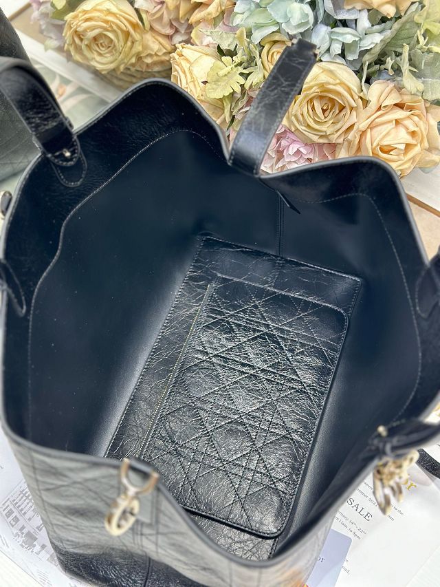 Dior original crinkled calfskin large toujours bag M2833 black
