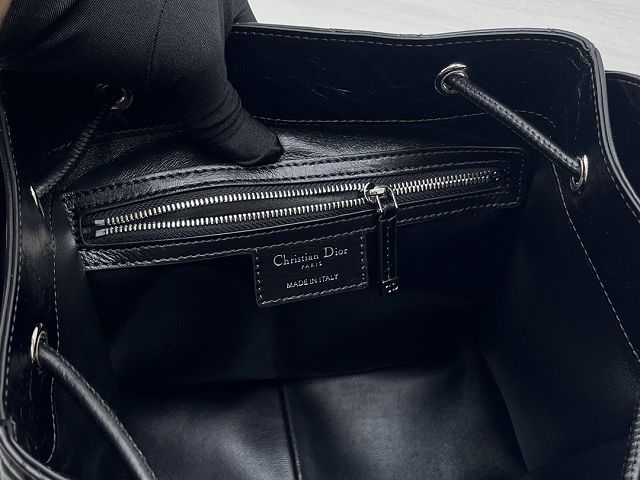 Dior original crinkled lambskin medium D-motion bag M2852 black