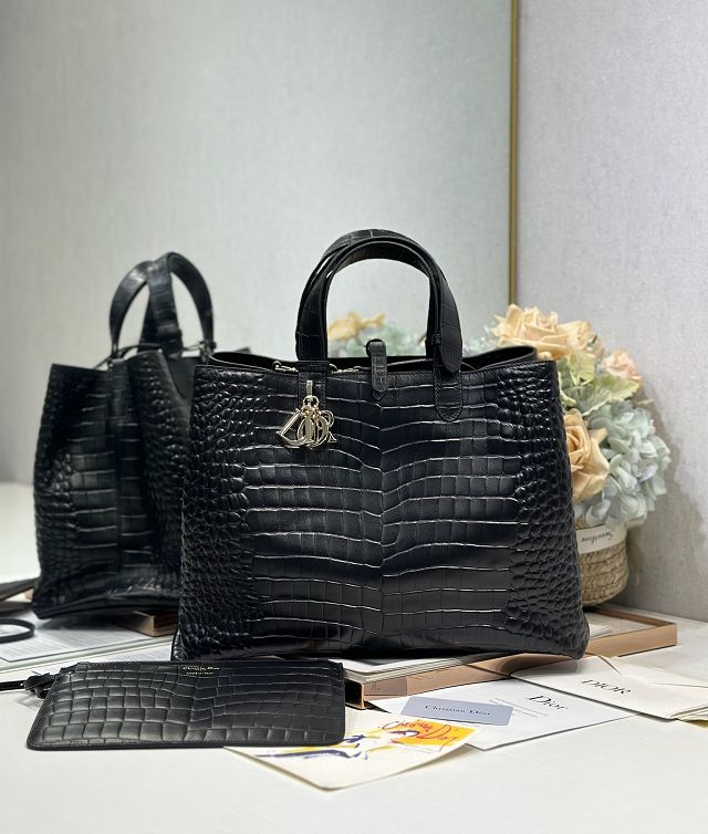Dior original crocodile calfskin large toujours bag M2833 black