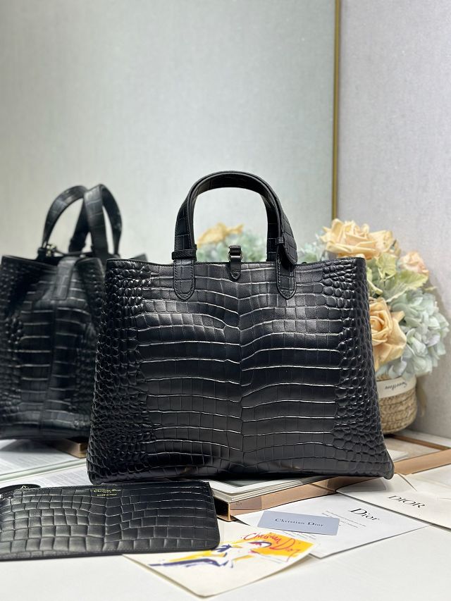 Dior original crocodile calfskin large toujours bag M2833 black