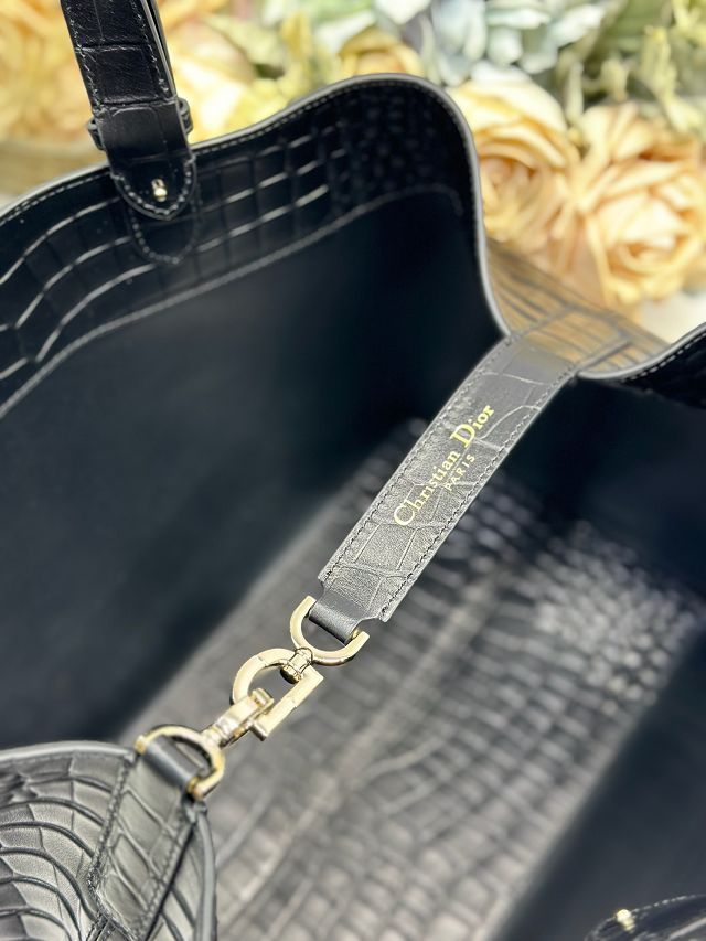 Dior original crocodile calfskin large toujours bag M2833 black