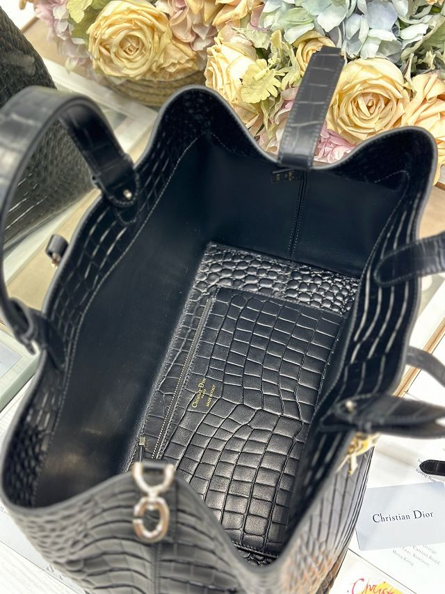 Dior original crocodile calfskin large toujours bag M2833 black