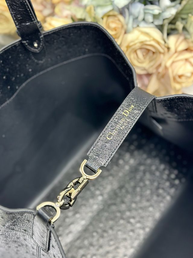 Dior original ostirch calfskin large toujours bag M2833 black