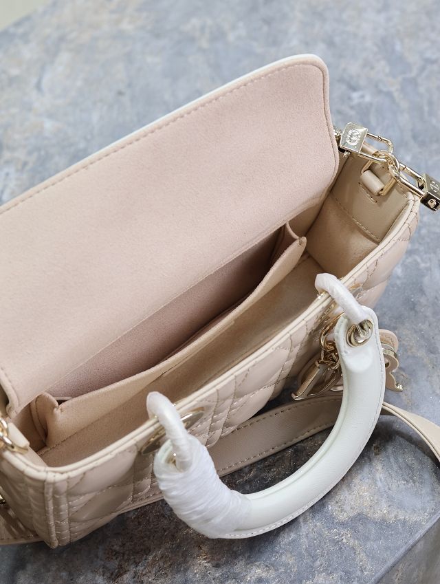 Dior original lambskin medium lady D-joy bag M0540 beige&white