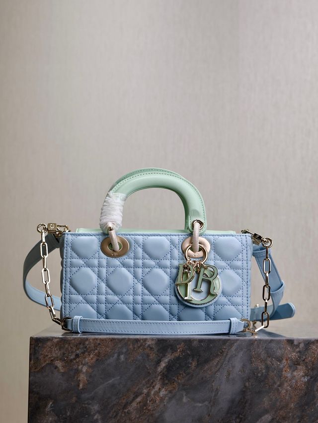 Dior original lambskin medium lady D-joy bag M0540 blue&green