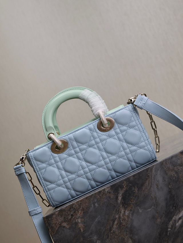 Dior original lambskin medium lady D-joy bag M0540 blue&green