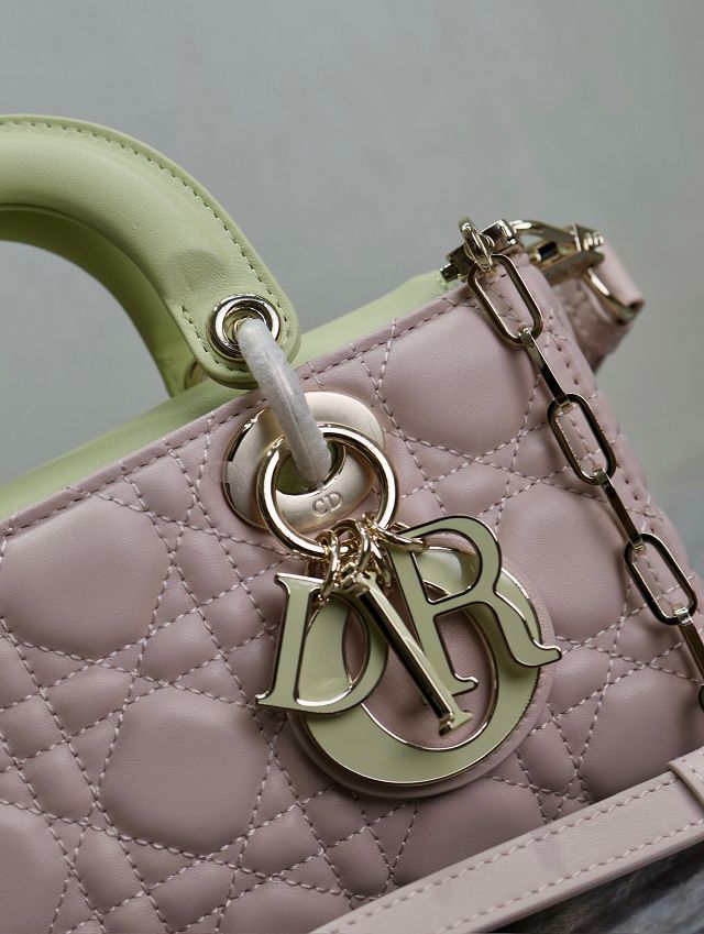 Dior original lambskin medium lady D-joy bag M0540 pink&green