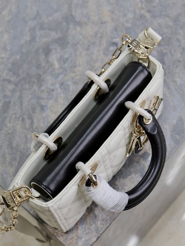 Dior original lambskin medium lady D-joy bag M0540 white&black