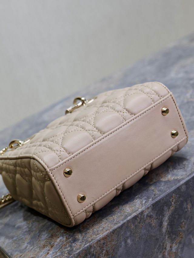 Dior original lambskin mini lady bag M0505 beige&white