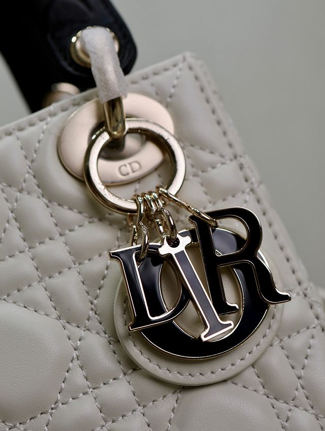 Dior original lambskin mini lady bag M0505 white&black