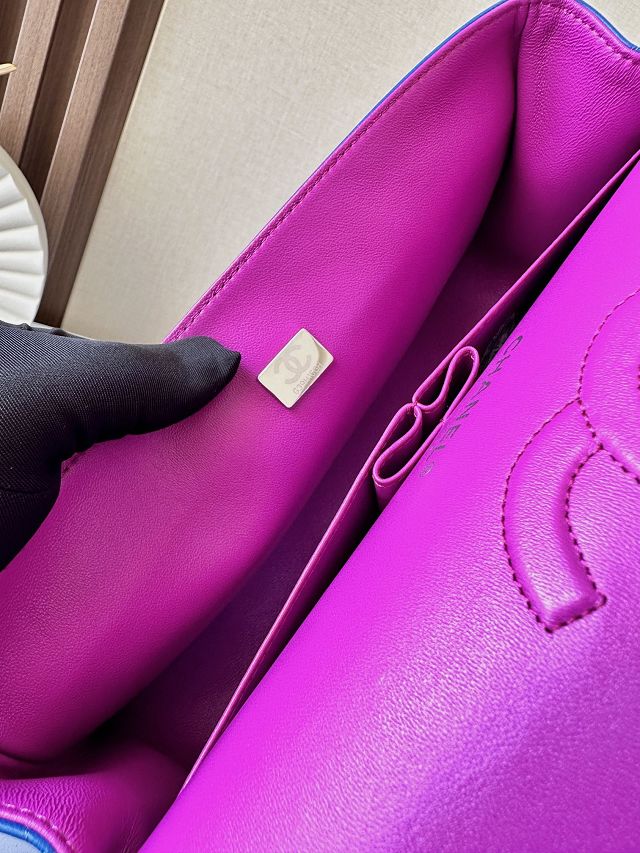 CC original iridescent lambskin medium flap bag A01112 blue