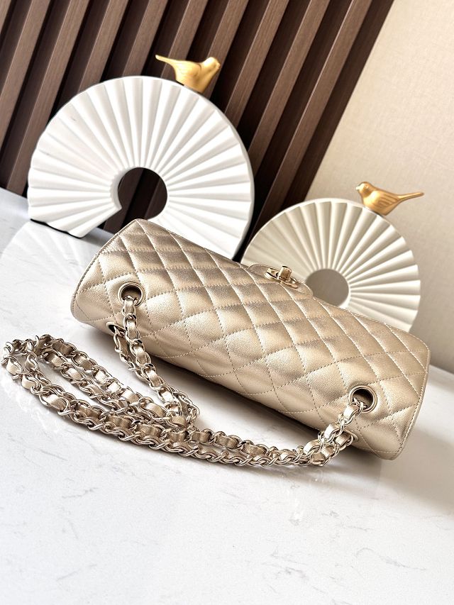 CC original iridescent lambskin medium flap bag A01112 gold