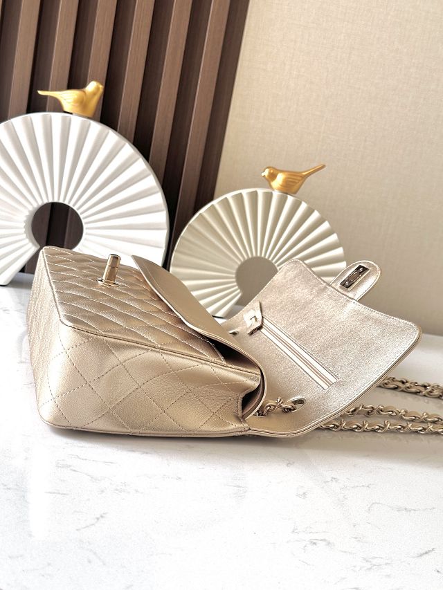 CC original iridescent lambskin medium flap bag A01112 gold