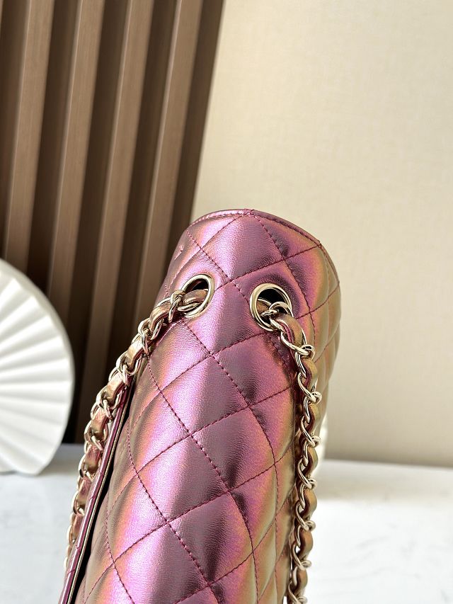 CC original iridescent lambskin medium flap bag A01112 purple