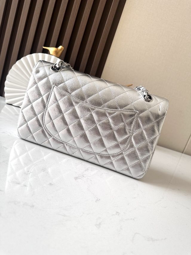 CC original iridescent lambskin medium flap bag A01112 silver