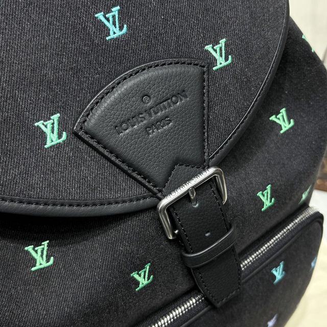 Louis vuitton original denim montsouris backpack M14135 black