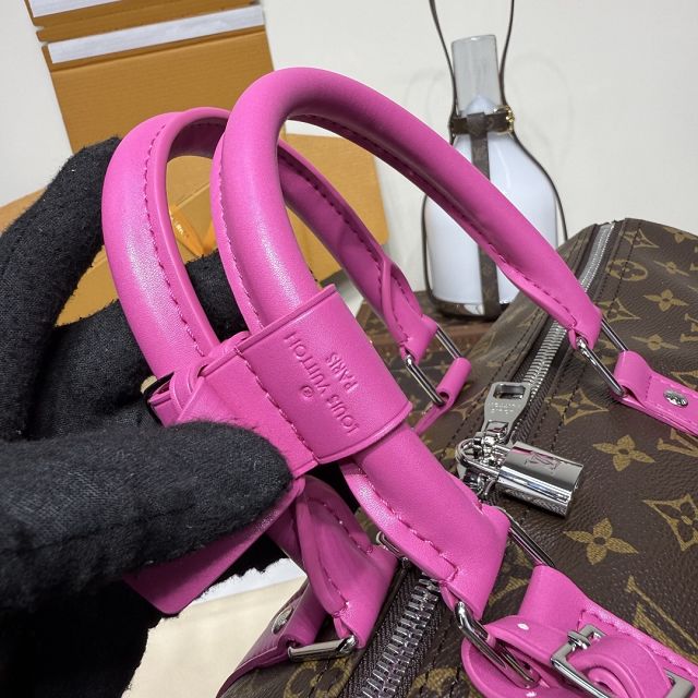Louis vuitton original monogram canvas keepall 45 M13807 rose red