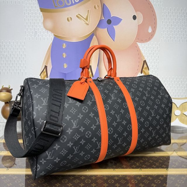 Louis vuitton original monogram eclipse keepall 55 M15253 orange