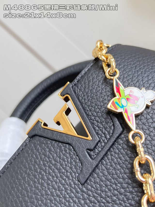 Louis vuitton original calfskin capucines mini handbag M25903 black